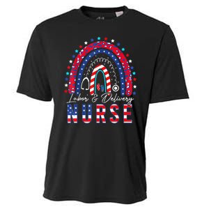 Labor And Delivery Nurse 4th Of July Rainbow Cooling Performance Crew T-Shirt