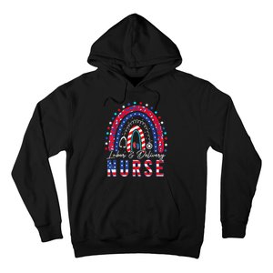 Labor And Delivery Nurse 4th Of July Rainbow Hoodie