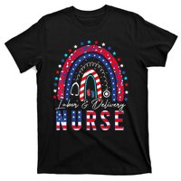 Labor And Delivery Nurse 4th Of July Rainbow T-Shirt