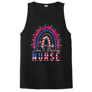 Labor And Delivery Nurse 4th Of July Rainbow PosiCharge Competitor Tank