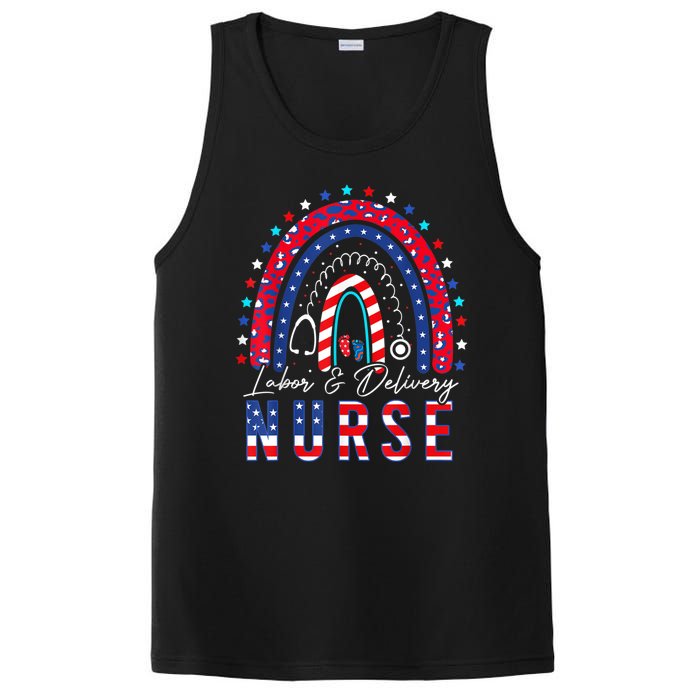 Labor And Delivery Nurse 4th Of July Rainbow PosiCharge Competitor Tank