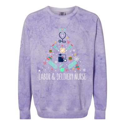 Labor And Delivery Nurse Christmas Rn Christmas Tree Cool Gift Colorblast Crewneck Sweatshirt