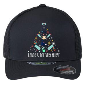 Labor And Delivery Nurse Christmas Rn Christmas Tree Cool Gift Flexfit Unipanel Trucker Cap