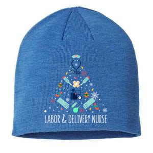 Labor And Delivery Nurse Christmas Rn Christmas Tree Cool Gift Sustainable Beanie