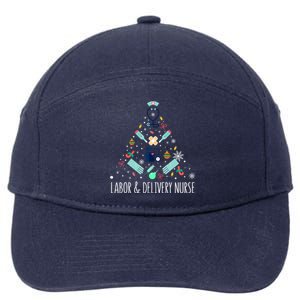 Labor And Delivery Nurse Christmas Rn Christmas Tree Cool Gift 7-Panel Snapback Hat