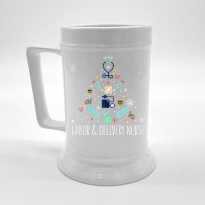 Labor And Delivery Nurse Christmas Rn Christmas Tree Cool Gift Beer Stein