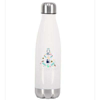 Labor And Delivery Nurse Christmas Rn Christmas Tree Cool Gift Stainless Steel Insulated Water Bottle