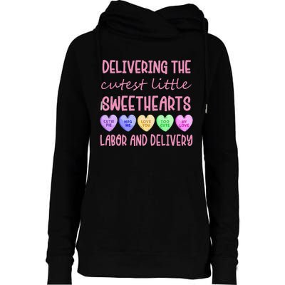 Labor and Delivery Nurse Valentine's Day, L&D nurse Womens Funnel Neck Pullover Hood