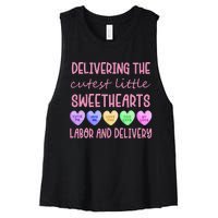 Labor and Delivery Nurse Valentine's Day, L&D nurse Women's Racerback Cropped Tank