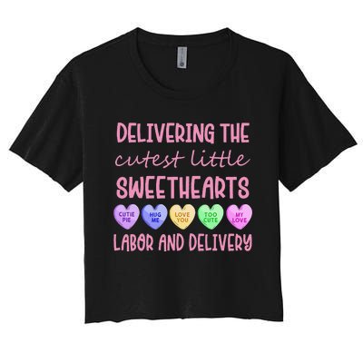 Labor and Delivery Nurse Valentine's Day, L&D nurse Women's Crop Top Tee