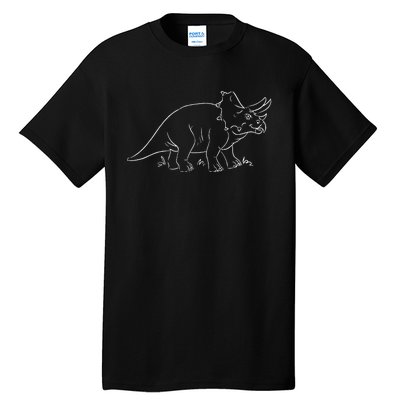 Line Art Dinosaur Triceratops Tall T-Shirt