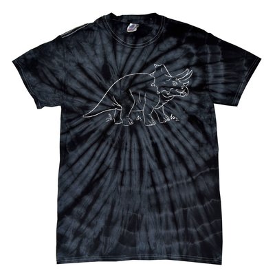 Line Art Dinosaur Triceratops Tie-Dye T-Shirt