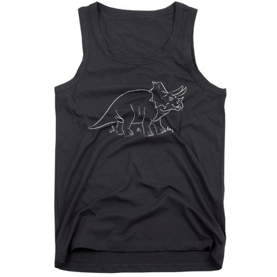 Line Art Dinosaur Triceratops Tank Top