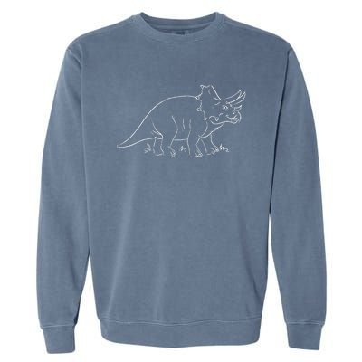 Line Art Dinosaur Triceratops Garment-Dyed Sweatshirt