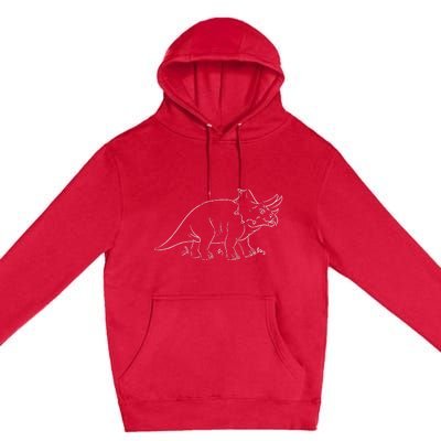 Line Art Dinosaur Triceratops Premium Pullover Hoodie