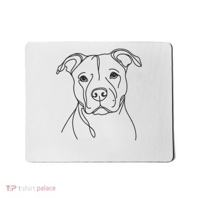 Line Art Dad Mom Dog Pitbull Mousepad
