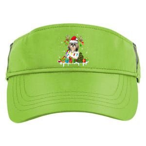 Lhasa Apso Dog Santa Reindeer Funny Christmas Lights Dog Gift Adult Drive Performance Visor