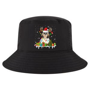 Lhasa Apso Dog Santa Reindeer Funny Christmas Lights Dog Gift Cool Comfort Performance Bucket Hat