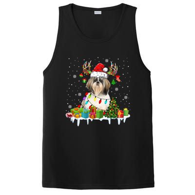 Lhasa Apso Dog Santa Reindeer Funny Christmas Lights Dog Gift PosiCharge Competitor Tank