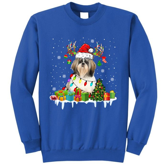 Lhasa Apso Dog Santa Reindeer Funny Christmas Lights Dog Gift Sweatshirt