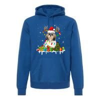 Lhasa Apso Dog Santa Reindeer Funny Christmas Lights Dog Gift Premium Hoodie