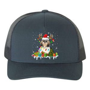 Lhasa Apso Dog Santa Reindeer Funny Christmas Lights Dog Gift Yupoong Adult 5-Panel Trucker Hat