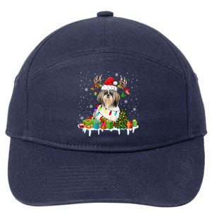 Lhasa Apso Dog Santa Reindeer Funny Christmas Lights Dog Gift 7-Panel Snapback Hat