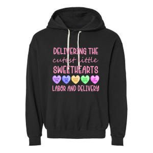 Labor And Delivery Nurse Valentine's Day, L&D Nurse Garment-Dyed Fleece Hoodie