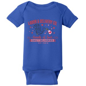 Labor And Delivery Co Funny Stork Valentines Day L And D Gift Baby Bodysuit