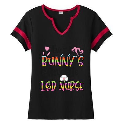 L And D Nurse Bunny's Favorite Nurse Easter Day Gift Ladies Halftime Notch Neck Tee