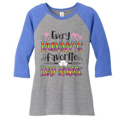 L And D Nurse Bunny's Favorite Nurse Easter Day Gift Women's Tri-Blend 3/4-Sleeve Raglan Shirt