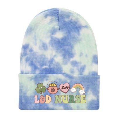 L And D Nurse Labor And Delivery Nurse St Patrick's Day Gift Tie Dye 12in Knit Beanie