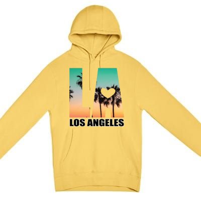 Los Angeles Design La Palm Tree Sunset Boulevard Funny Gift Premium Pullover Hoodie