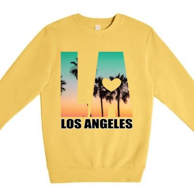 Los Angeles Design La Palm Tree Sunset Boulevard Funny Gift Premium Crewneck Sweatshirt