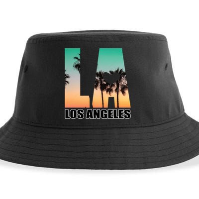 Los Angeles Design La Palm Tree Sunset Boulevard Funny Gift Sustainable Bucket Hat