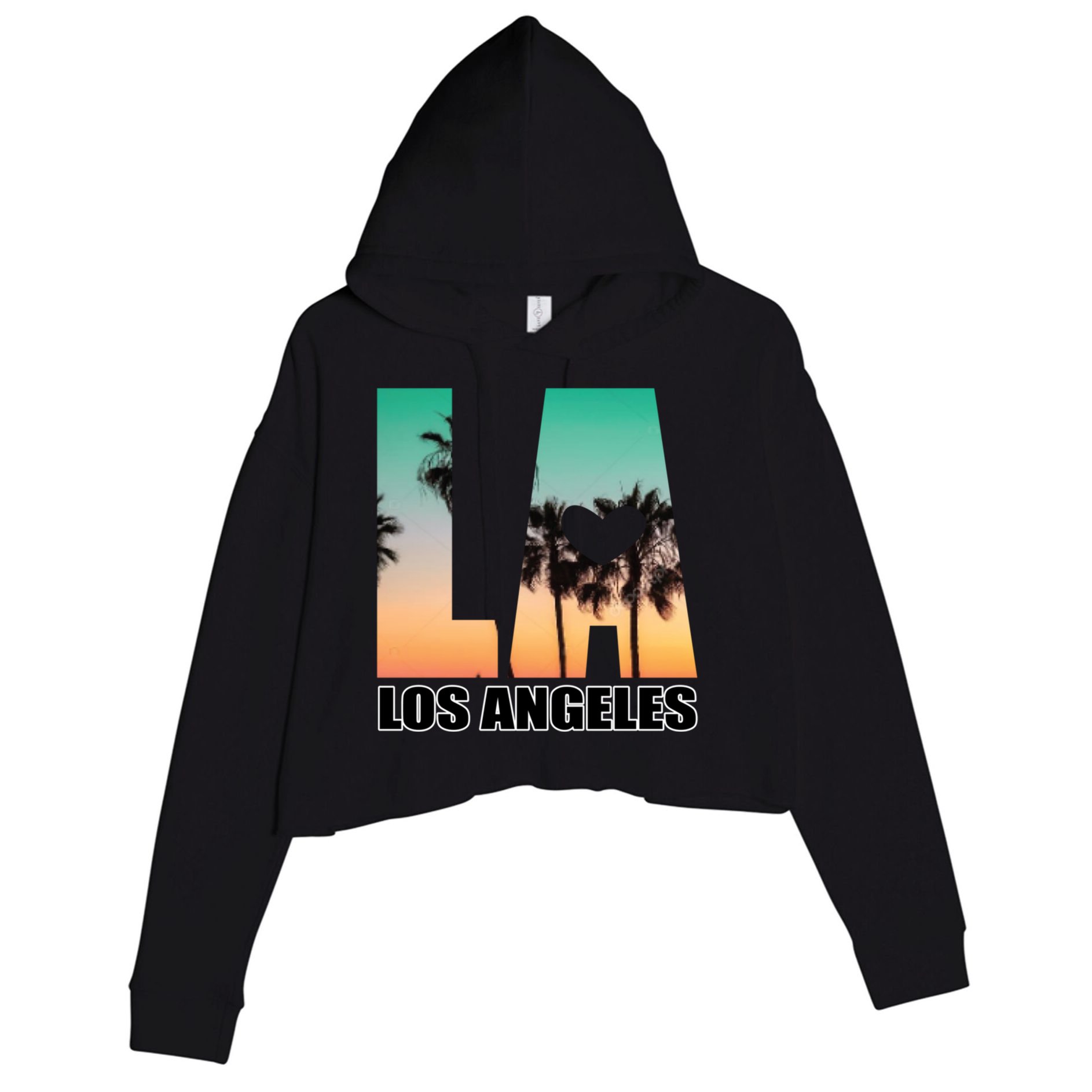 Los Angeles Design La Palm Tree Sunset Boulevard Funny Gift Crop Fleece Hoodie
