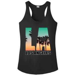 Los Angeles Design La Palm Tree Sunset Boulevard Funny Gift Ladies PosiCharge Competitor Racerback Tank