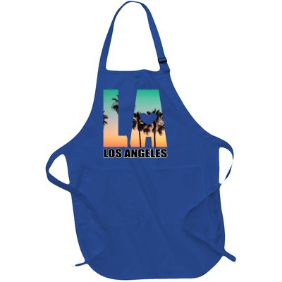 Los Angeles Design La Palm Tree Sunset Boulevard Funny Gift Full-Length Apron With Pockets