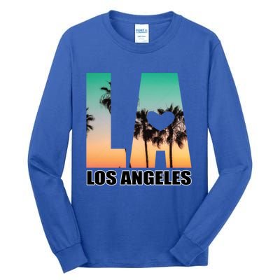 Los Angeles Design La Palm Tree Sunset Boulevard Funny Gift Tall Long Sleeve T-Shirt