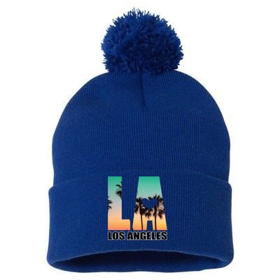 Los Angeles Design La Palm Tree Sunset Boulevard Funny Gift Pom Pom 12in Knit Beanie