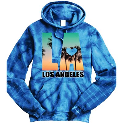 Los Angeles Design La Palm Tree Sunset Boulevard Funny Gift Tie Dye Hoodie