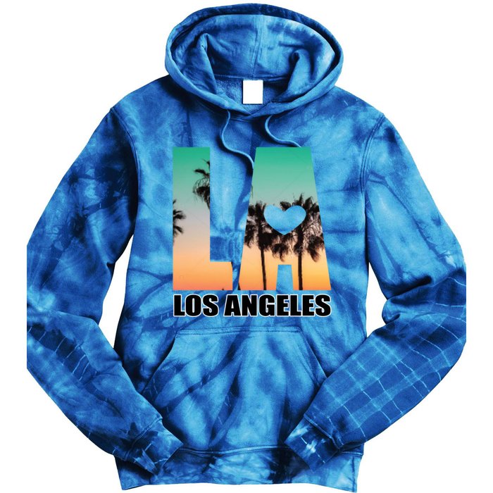 Los Angeles Design La Palm Tree Sunset Boulevard Funny Gift Tie Dye Hoodie