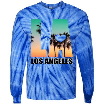 Los Angeles Design La Palm Tree Sunset Boulevard Funny Gift Tie-Dye Long Sleeve Shirt