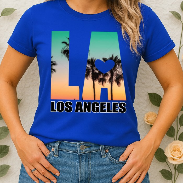 Los Angeles Design La Palm Tree Sunset Boulevard Funny Gift Womens T-Shirt