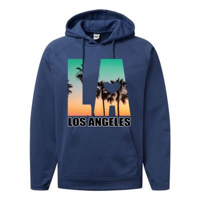 Los Angeles Design La Palm Tree Sunset Boulevard Funny Gift Performance Fleece Hoodie