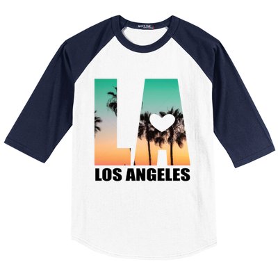 Los Angeles Design La Palm Tree Sunset Boulevard Funny Gift Baseball Sleeve Shirt