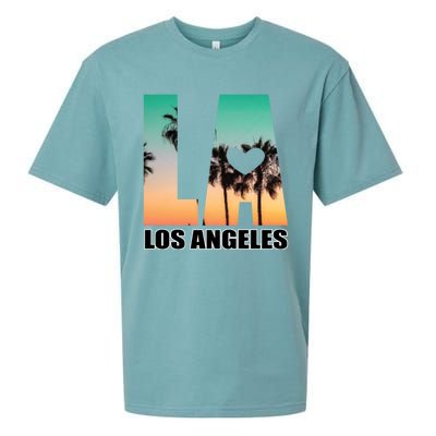 Los Angeles Design La Palm Tree Sunset Boulevard Funny Gift Sueded Cloud Jersey T-Shirt