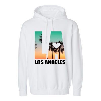 Los Angeles Design La Palm Tree Sunset Boulevard Funny Gift Garment-Dyed Fleece Hoodie