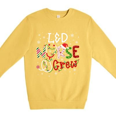 L And D Christmas Nurse Crew Funny Nursing Christmas Pattern Gift Premium Crewneck Sweatshirt