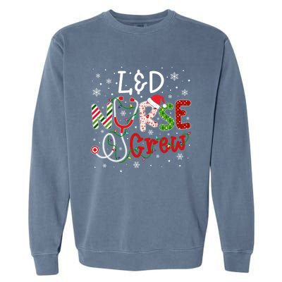 L And D Christmas Nurse Crew Funny Nursing Christmas Pattern Gift Garment-Dyed Sweatshirt